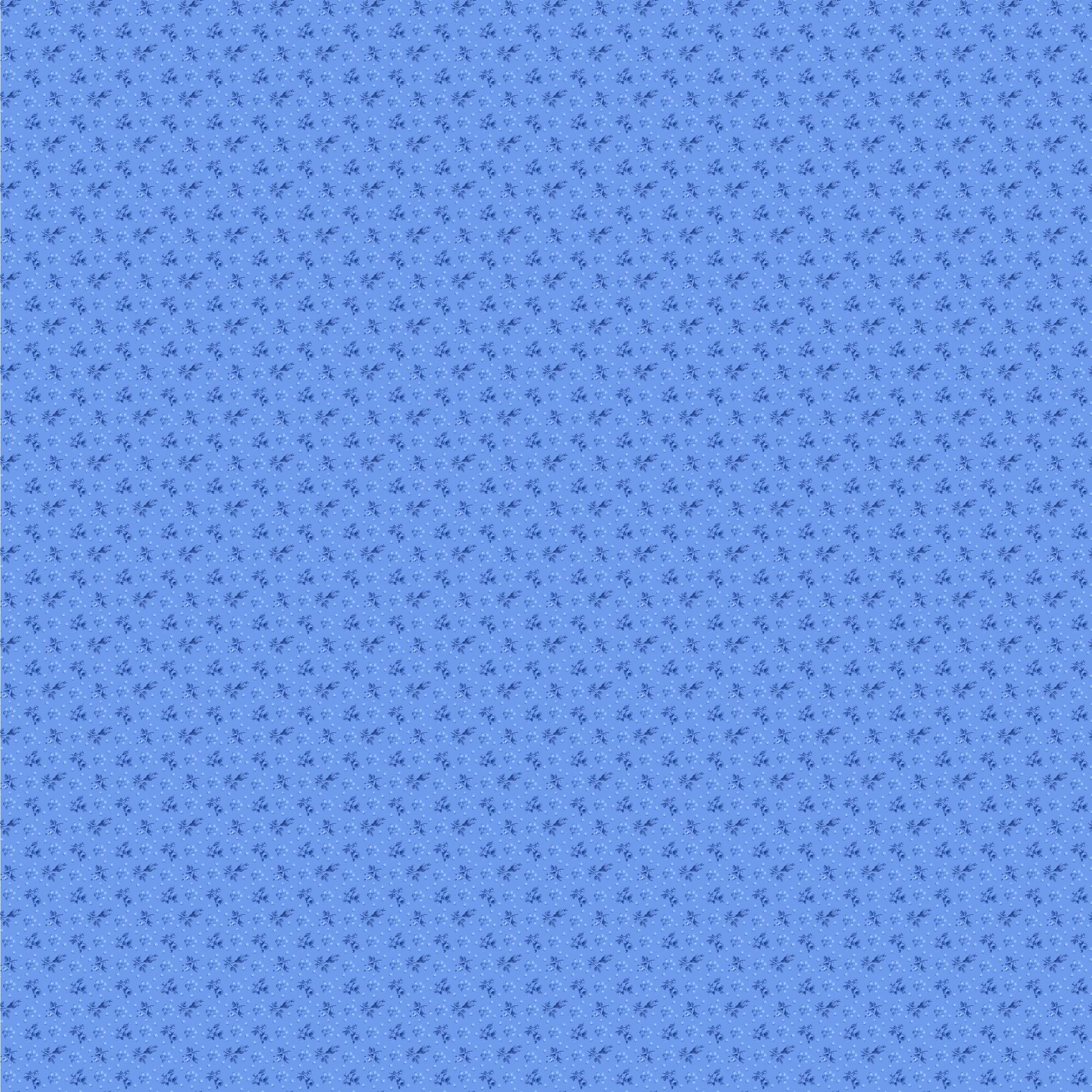 Northcott Blue Porcelain Rose Bud Cotton Fabric